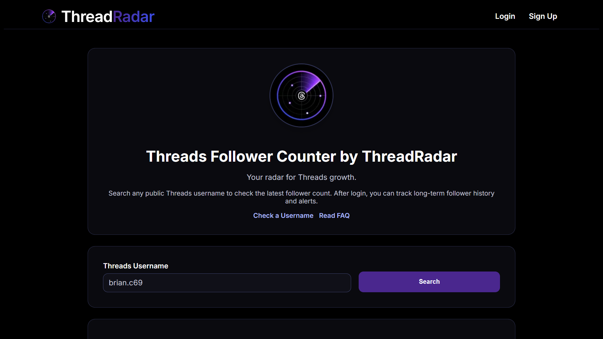 ThreadRadar website preview
